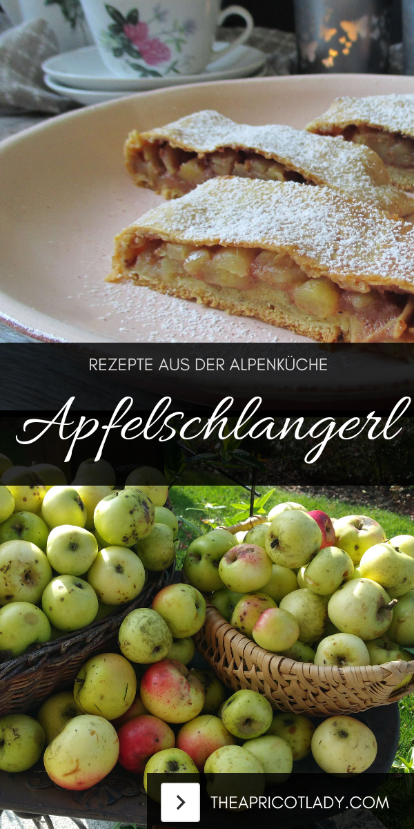 traditionelle Nachspeise aus Österreich - Apfelschlangerl - ein wahrer Genuss in rot-weiß-rot #vegge #apfel #rezept #selbstgemacht