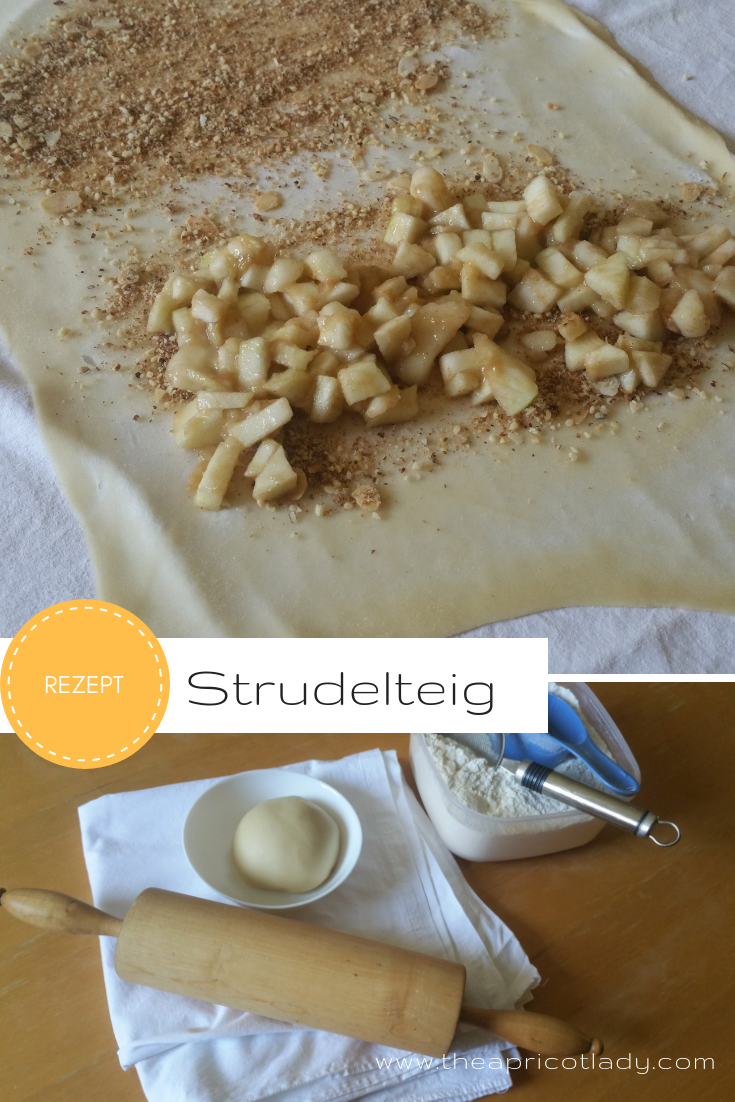 Rezept für gezogenen Strudelteig ohne Ei. Universell einsetzbar. #vegan #rezepte #strudel #selbstgemacht