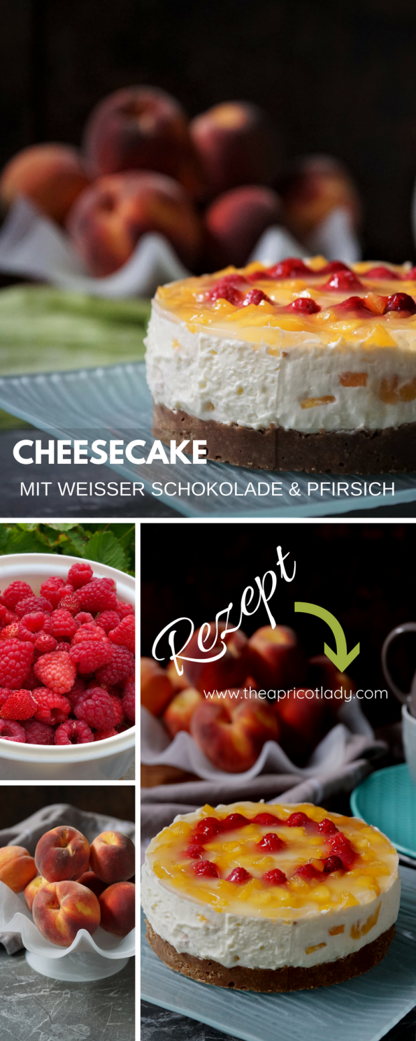 Rezept für Cheesecake mit weißer Schokolade & Pfirsich – no bake, esay. #rezepte #cheesecake #nobake #schokolade #süsses