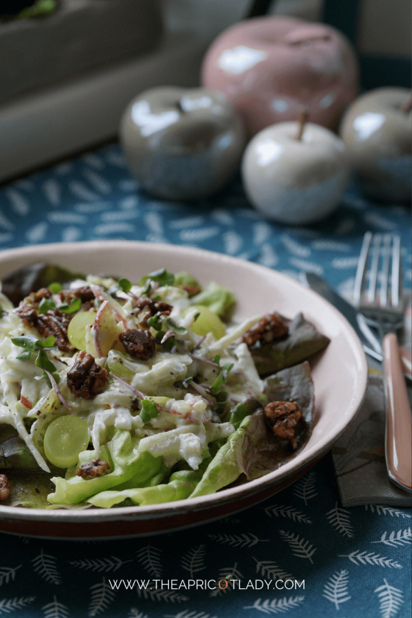 Apfel Sellerie Salat mit karamellisierten Nüssen 