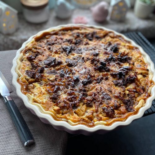 Apfel-Birnen Tarte mit Cookie-Topping