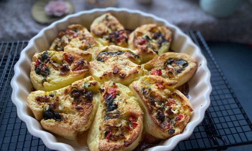 gebackene Kartoffelknödel – vegetarisch gefüllt